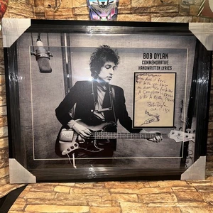 Bob Dylan Framed Picture W/ Song Lyrics facsimile & Repro Of Bob Dylan Autograph - Picture 1 of 14