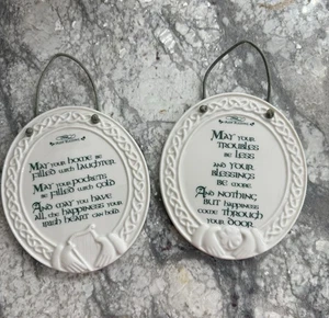 Lot of 2 Russ Berrie Irish Blessing Wall Plaques: May Your Home, May Troubles - Picture 1 of 4