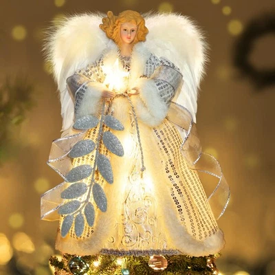 Christmas Tree Topper Angel with Lights, Xmas Tree Toppers Decorations with T... - Image 1 of 4