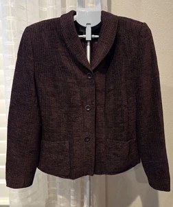 Blazer Talbots Forrado 3 Botones Talla 12 Vintage Borgoña Bolsillos Hecho en EE. UU. - Imagen 1 de 8