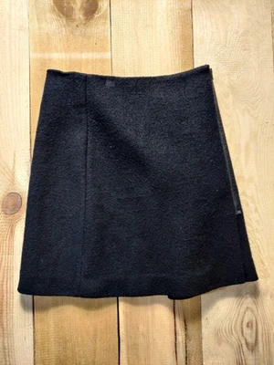 COS SKIRT UK 10-12 BLACK 100% WOOL ZIP SIDE WRAP STYLE WOMENS A-LINE KNEE LENGTH - Image 1 of 4