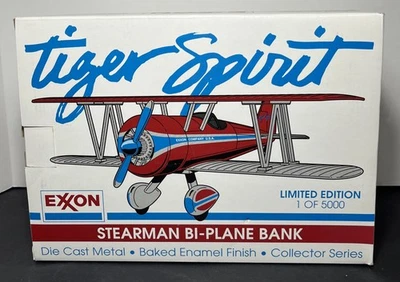 Liberty Speccast Exxon Stearman Bi-Plane Tiger Spirit Die-Cast Coin Bank #37534 - Image 1 of 4