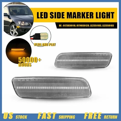 Clear Amber LED Side Marker Lamp For Toyota Lexus GS300 GS400 LS400 IS300 Scion - Image 1 of 4