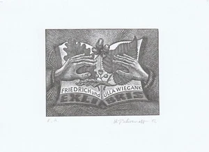 Exlibris - HANS-JOACHIM BEHRENDT - For Friedrich & Ulla Wiegank - Book  -Opus 11 - Picture 1 of 3