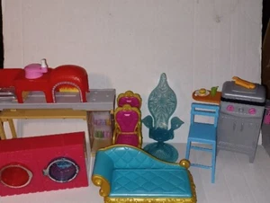Mixed Lot Barbie Furniture, Appliances, Pizza Play Doh maker& Disney Elsa throne - Picture 1 of 16