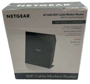 NETGEAR AC1600 Wifi Cable Modem Router C6250 - Black (C6250-100NAS) - Afbeelding 1 van 4