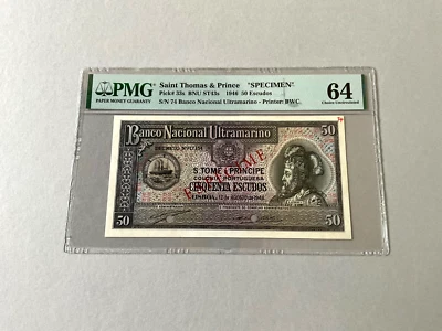 Saint Thomas & Prince 50 Escudos P-33s 'Specimen' 1946  PMG 64 - Image 1 of 4