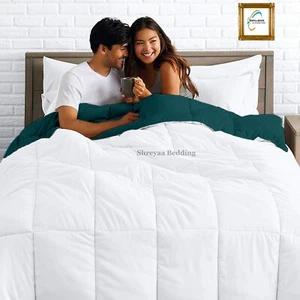 Down Alternative Reversible Comforter 1000 TC Egyptian Cotton Cal King Size - Picture 1 of 145