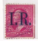 USA Stamps -George Washington 2c Rose _ Overprint I.R, bluish interesting cancel