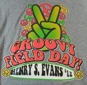 PEACE SIGN GROOVY RUSSELL ATHLETIC T SHIRT SIZE M GUC - Picture 1 of 6