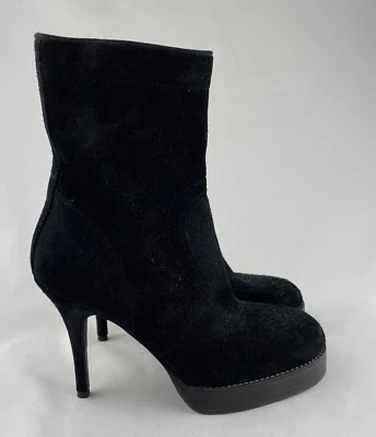 Botas Rick Owens negras de gamuza plataforma de aguja cremallera lateral talla 37 Foto 1 de 4