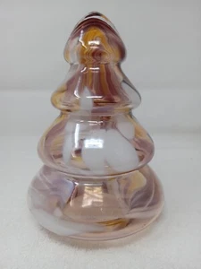 Christmas Tree Glass  From Poland Handmade  Gold , White & Brown   - Picture 1 of 8