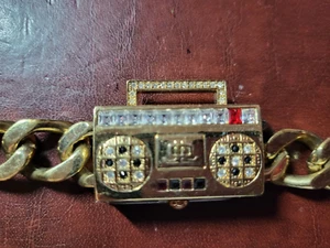 Vintage Jennifer Lopez JLO Gold tone Boombox with Swarovsky Crystals Watch RARE - Picture 1 of 8