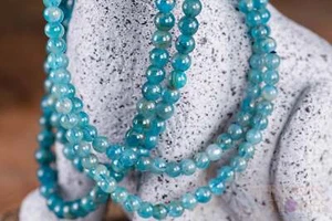 Blau Apatit Kristallschmuck - Wickelarmband, Perlenkette Armband, E1625 - Bild 1 von 10