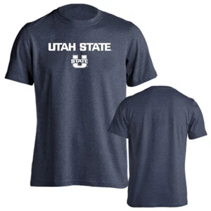 Utah State University Aggies Arched Text With Logo Short Sleeve Tee T-Shirt - Picture 1 of 15