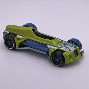 2011 Hot Wheels 4-Lane Elimination Race, Med-Evil, Satin Antifreeze / Blue, 1:64 - Picture 1 of 5