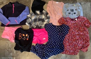 Sz 6-7 Girls Lot 9 Piece L/S S/S Pink Shorts Dresses Jumper Tops - Picture 1 of 14