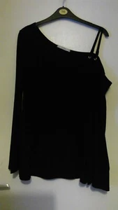 George Womens Size 16 Black One Shoulder Strappy Long Sleeve Top - Picture 1 of 3