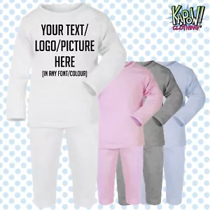 Custom Personalised Baby Pyjamas PJs Sleep NightWear Gift-Your text/logo-4styles - Picture 1 of 7