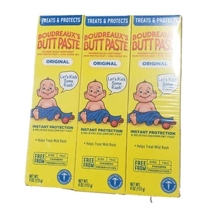 Lot of 3 Boudreaux's Butt Paste Diaper Rash Ointment Original 4 oz EXP: 5/26 - Picture 1 of 8