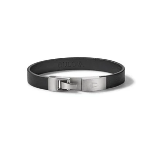 "Brazalete de acero inoxidable negro de cuero de envoltura única para hombre 7,5"" - 8" - Imagen 1 de 5