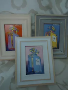 1997 ANDY WARHOL CHANEL No5 Parfum 3x Stunning Rare lg 15x10cm Postcards Framed - Picture 1 of 6