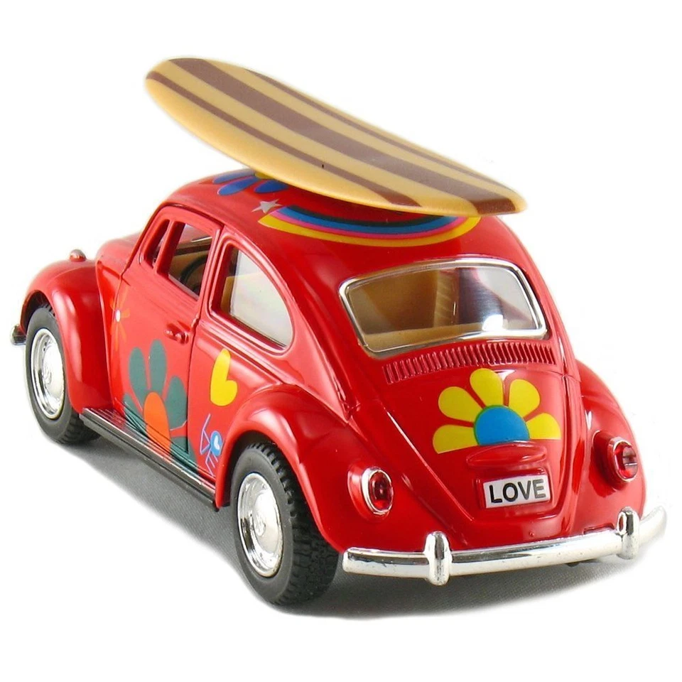 Calcomanía Kinsmart 1967 Volkswagen Beetle con tabla de surf diecast modelo 1:32 VW rojo Foto 1 de 1