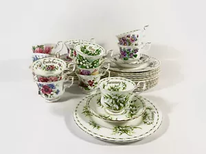24x Royal Albert Flowers Of The Month Coffee Cup & Saucer With Plates Full Set - Picture 1 of 23