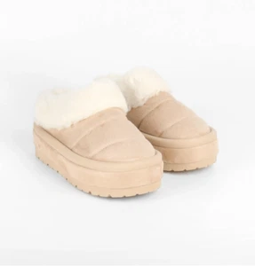 Nuevas pantuflas deslizantes forradas de piel sintética de plataforma alta de gamuza para mujer. EU 36-41 - Imagen 1 de 12