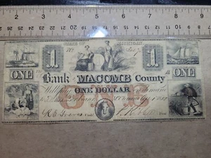 πΊπΈ USA Bank of Macomb County Michigan 1 Dollar 1858 Obsolete 022323-6 - Picture 1 of 2