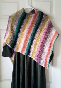 Poncho Shawl Knit, Stripes, Wool/Silk, Multicolor - Bild 1 von 1