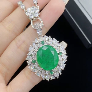 Nuevo collar de plata con cadena con dije de piedras preciosas citrino verde neón de colores mezclados - Imagen 1 de 6