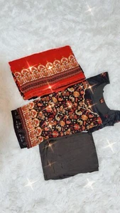 Readymade stitched bollywood indian Partywear salwar kameez suit Black & Red - Picture 1 of 5