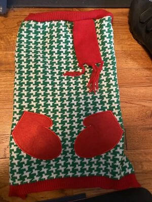 PET HOLIDAY COLLECTION RED & GREEN DOG SWEATER W SCARF SIZE XL - Image 1 of 4