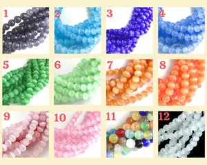 4mm Cat Eye Glass Beads Smooth Loose Round Bead 14" Cat's Eye Bead CraftBeaded - Picture 1 of 24