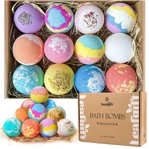 Bath Bombs Gift Set, 12pcs Handmade Bath Fizzies with Natural Sea Salt Cocoa & S - Picture 1 of 8