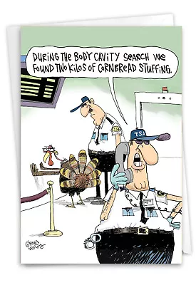 Divertida tarjeta de felicitación de Acción de Gracias de 5"x7" con sobre (1 tarjeta) relleno de pan de maíz Foto 1 de 4