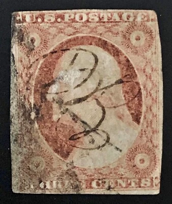 US 1855 #11A George Washington 3c Red Type II Imperf Pen Cancel F-VF Used - Image 1 of 3