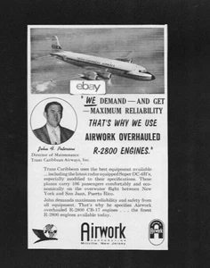 TRANS CARIBBEAN AIRWAYS DC-6B 106 PAX NEW YORK-SAN JUAN PUERTO RICO AIRWORK AD - Bild 1 von 1