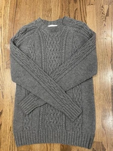 Officine Générale Herren schwerer Zopfmuster Pullover Grau Medium NEU - Bild 1 von 12