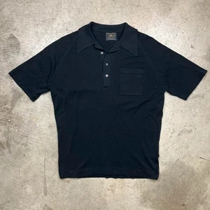 True Vintage 60s Puritan Ban Lon Knit Polo Shirt Black Mens Large Short Sleeves - Bild 1 von 6