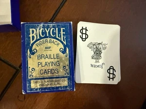 Carte da gioco Bicycle Rider Back 88F Braille mazzo completo scatola originale - Foto 1 di 4