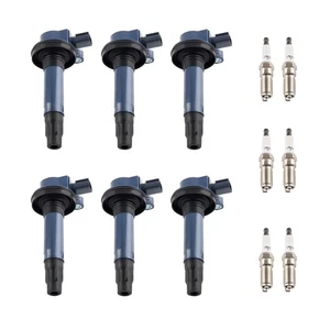 6 Ignition Coil + Spark Plugs for Ford Mazda CX-9 Lincoln MKT MKS MKX UF553 6509 - Imagen 1 de 17