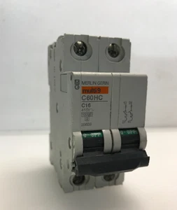 MERLIN GERIN 16 AMP CURVE C 10kA DOUBLE POLE MCB C60HC 25659 (I) - Picture 1 of 4