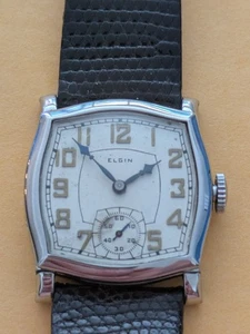 Reloj Pulsera Elgin 1932 Bisel Grabado Estuche Tonneau Art Deco M79 - Imagen 1 de 16