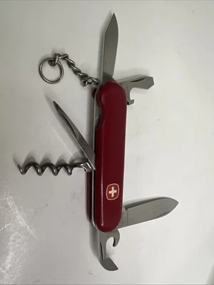 Navaja de bolsillo Wenger Delemont Swiss Army acero inoxidable 6 herramientas mango rojo Foto 1 de 4