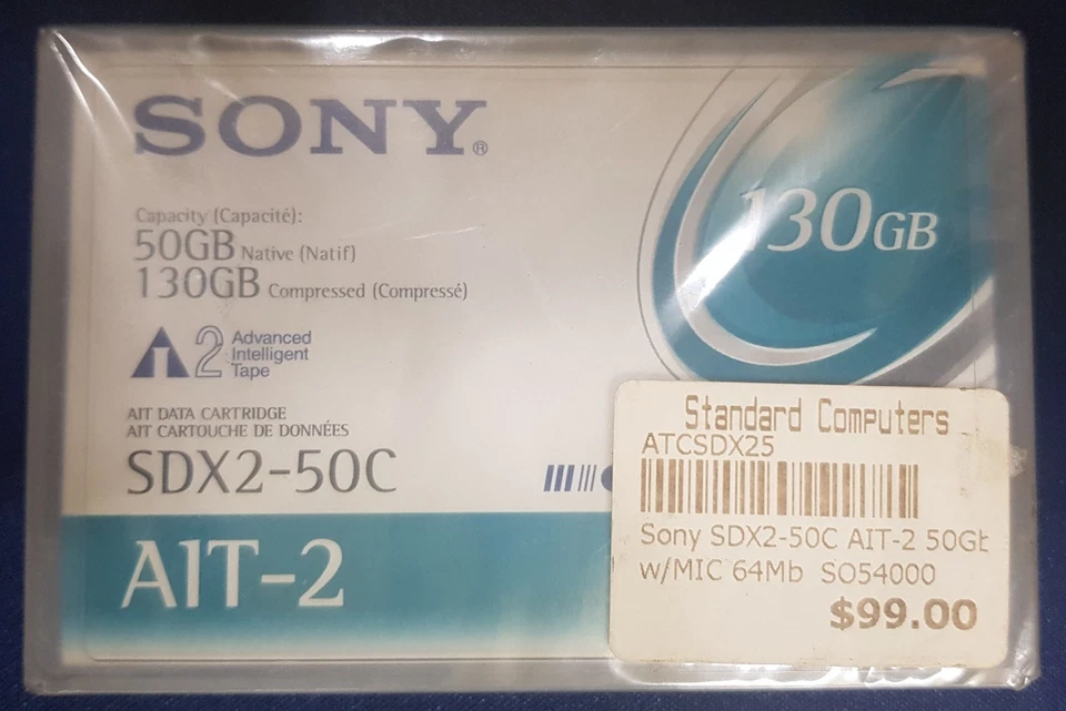 Sony SDX2-50C AIT-2 50 GB nativo 130 GB comprimido con micrófono 64 MB SO54000 Foto 1 de 1
