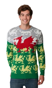 Camiseta Jumper de Navidad Tejida del Equipo de Fútbol de Gales, Clásica, Retro Cymru - Imagen 1 de 6