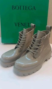 Bottega Veneta Stride Ankle Boots Shiny Rubber Green Travertine - Picture 1 of 7