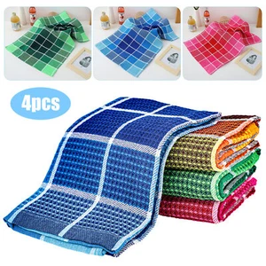 4pcs Large Kitchen Towels Absorbent Cotton Dish Cloths Bright Colorful Tea Towel - Picture 1 of 8
